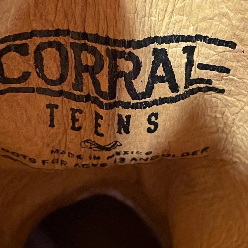 Corral Teens Brown Embroidered Floral Leather Western Cowboy Boots Size‎ 4